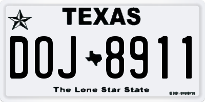 TX license plate DOJ8911