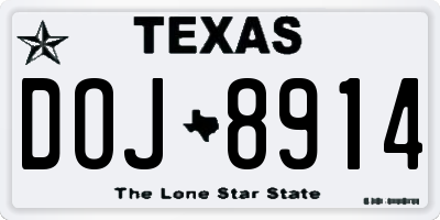 TX license plate DOJ8914