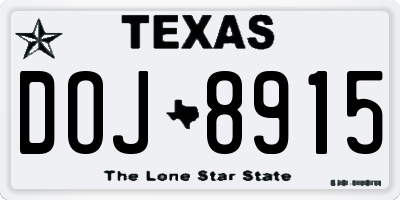 TX license plate DOJ8915