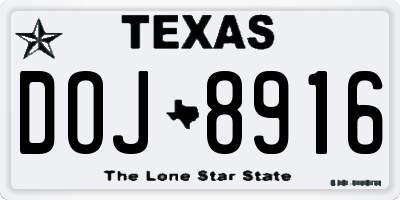 TX license plate DOJ8916