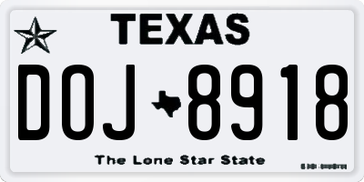 TX license plate DOJ8918