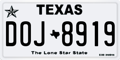 TX license plate DOJ8919