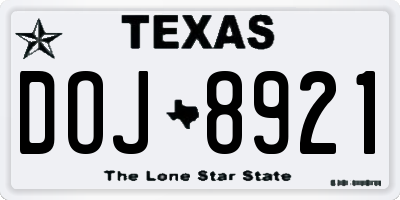 TX license plate DOJ8921