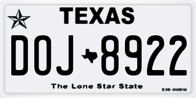 TX license plate DOJ8922