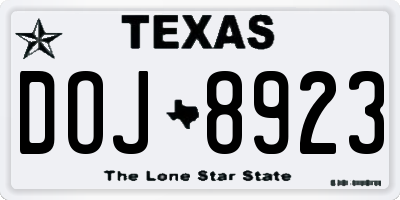 TX license plate DOJ8923