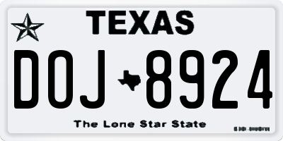 TX license plate DOJ8924