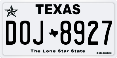 TX license plate DOJ8927