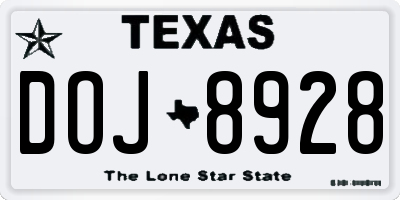 TX license plate DOJ8928