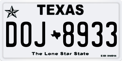 TX license plate DOJ8933