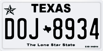 TX license plate DOJ8934