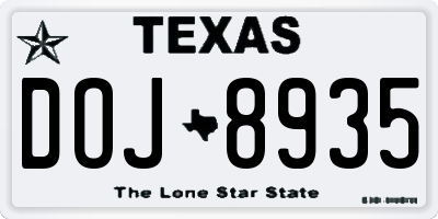 TX license plate DOJ8935