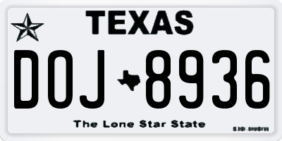 TX license plate DOJ8936