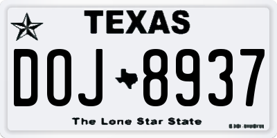 TX license plate DOJ8937