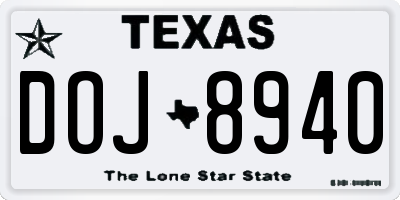 TX license plate DOJ8940