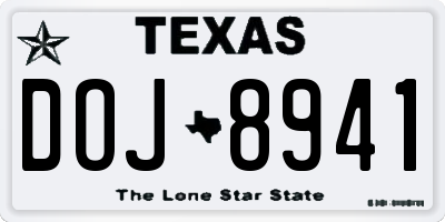 TX license plate DOJ8941
