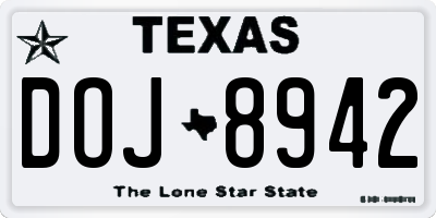 TX license plate DOJ8942