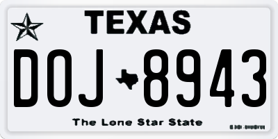 TX license plate DOJ8943