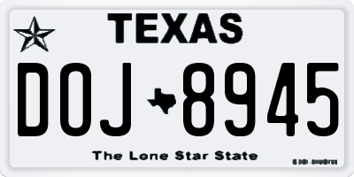 TX license plate DOJ8945