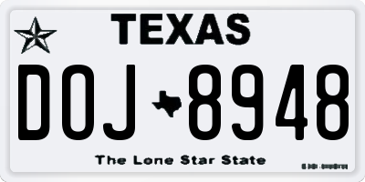 TX license plate DOJ8948