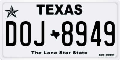 TX license plate DOJ8949