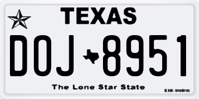 TX license plate DOJ8951