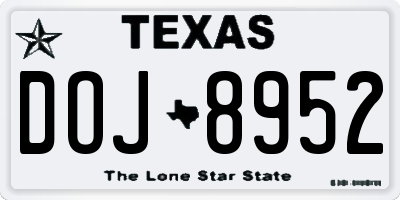 TX license plate DOJ8952