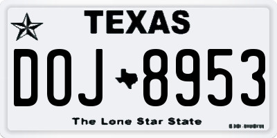 TX license plate DOJ8953