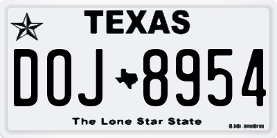 TX license plate DOJ8954