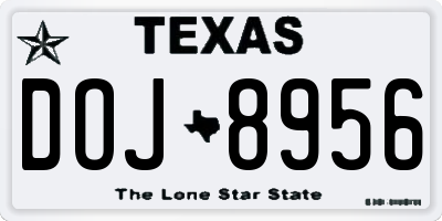 TX license plate DOJ8956