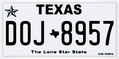 TX license plate DOJ8957