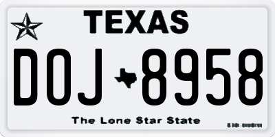 TX license plate DOJ8958
