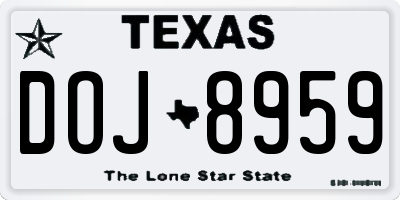 TX license plate DOJ8959