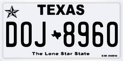 TX license plate DOJ8960