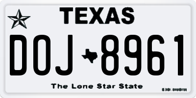 TX license plate DOJ8961