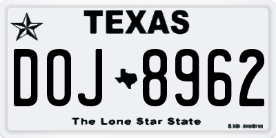 TX license plate DOJ8962