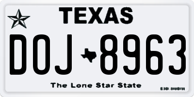 TX license plate DOJ8963