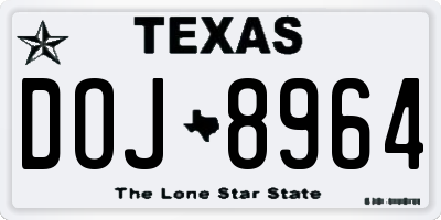 TX license plate DOJ8964