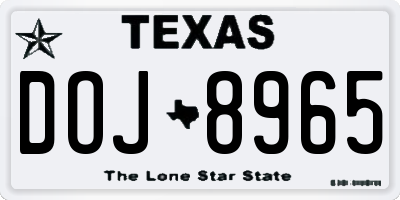 TX license plate DOJ8965