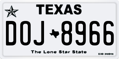 TX license plate DOJ8966