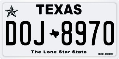 TX license plate DOJ8970