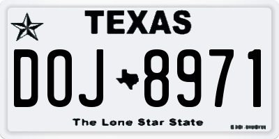 TX license plate DOJ8971