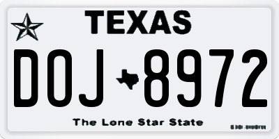 TX license plate DOJ8972