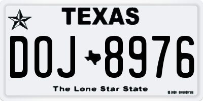 TX license plate DOJ8976