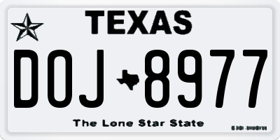 TX license plate DOJ8977