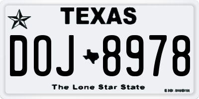 TX license plate DOJ8978