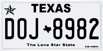 TX license plate DOJ8982