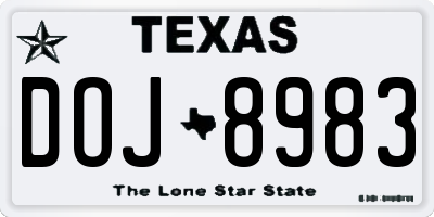 TX license plate DOJ8983