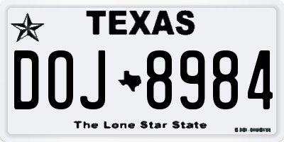 TX license plate DOJ8984