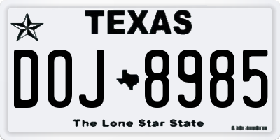 TX license plate DOJ8985