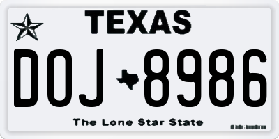 TX license plate DOJ8986